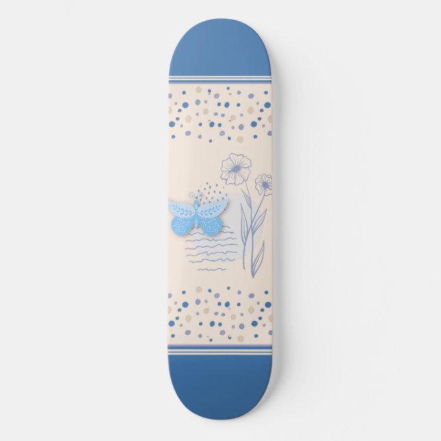 Boho Butterfly & Botanical Skateboard (Front)