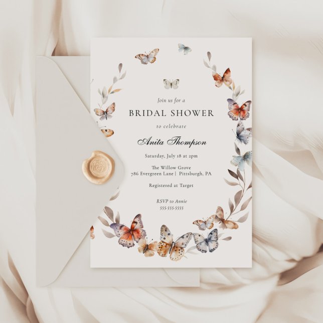Boho Butterfly Bridal Shower Invitation (Creator Uploaded)