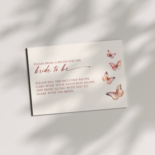 Boho Butterfly Bridal Shower Recipe Request Card (Creator Uploaded)