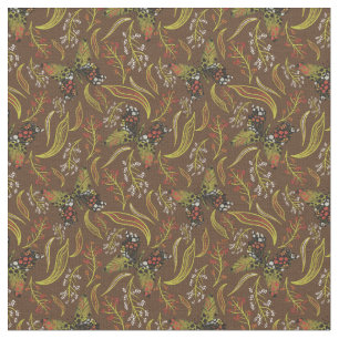 Boho Butterfly Brown Floral Pattern Fabric