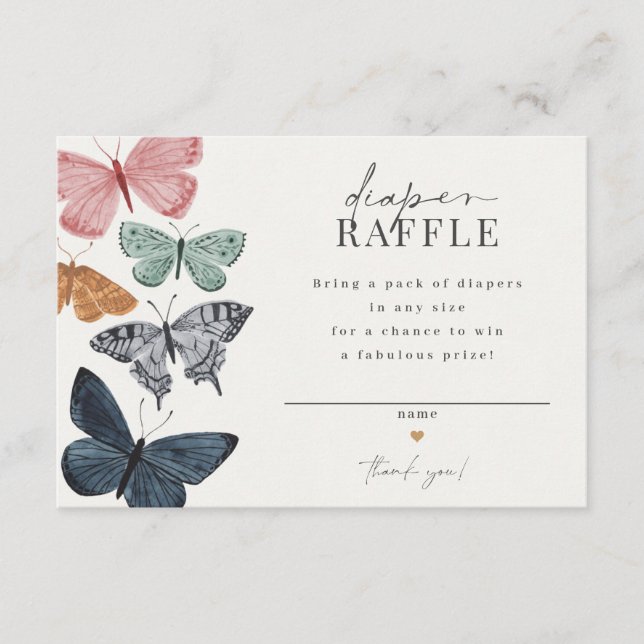 Boho Butterfly Diaper Raffle invitation insert (Front)