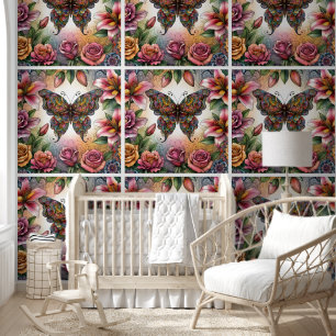 Boho Butterfly & Floral Symphony Wallpaper