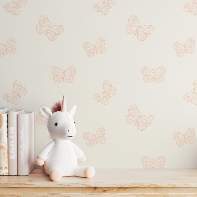 Boho Butterfly Girl Soft Pale Beige Pink Neutral Wallpaper (Creator Uploaded)