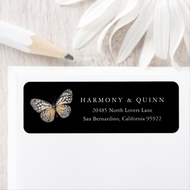 Boho Butterfly Wedding Return Address Labels (Insitu)