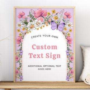 Boho Butterfly Wildflower Birthday 16x20 Sign