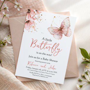 Boho Butterfly Wildflower Floral Girl Baby Shower Invitation