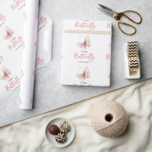 Boho Butterfly Wildflower Floral Girl Baby Shower Wrapping Paper