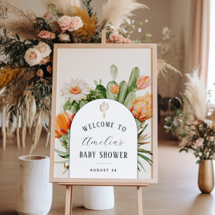 Boho Cactus Arch Baby Shower Welcome Poster