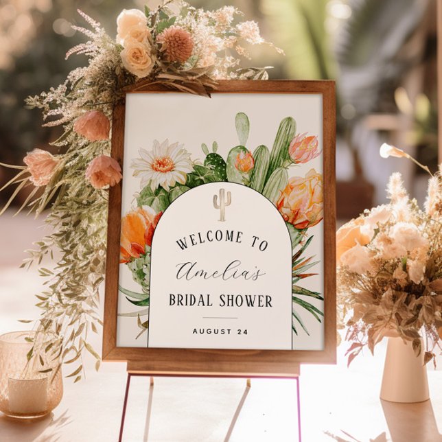 Boho Cactus Arch Bridal Shower Welcome Foam Board Poster (Creator Uploaded)
