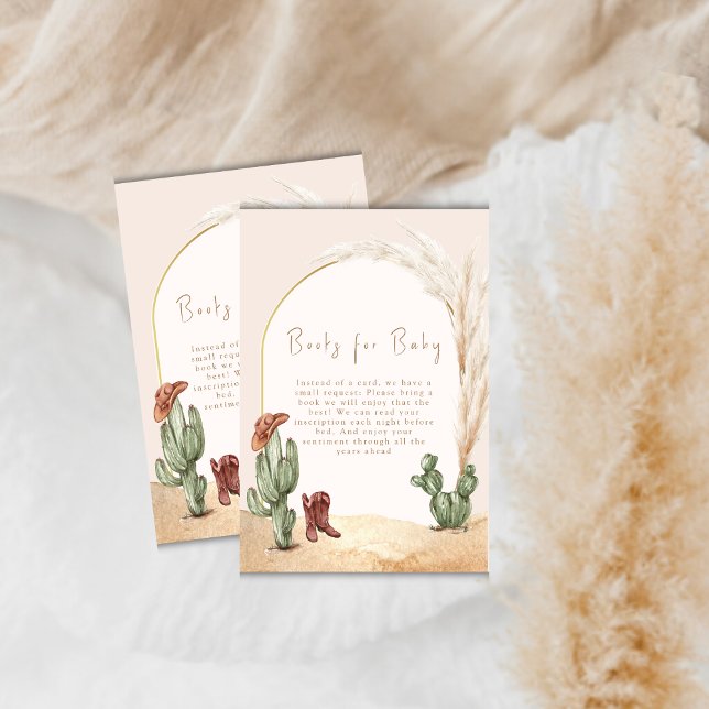 Boho Cactus Arch Desert Cowboy Books Baby Shower  Enclosure Card (Boho Cactus Arch Desert Cowboy Books Baby Shower Enclosure Card)