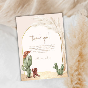Boho Cactus Arch Desert Cowboy Hello Baby Shower Thank You Card