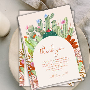 Boho Cactus Arch Desert Pampas Baby Shower Thank You Card