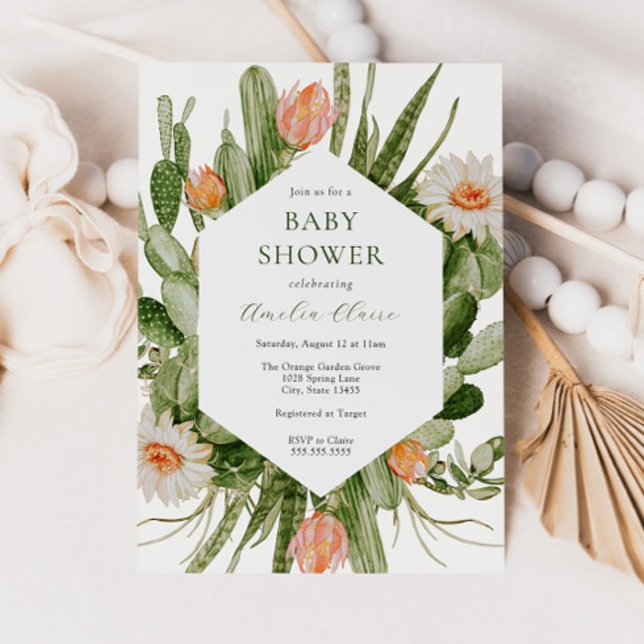 Boho Cactus Baby Shower Invitation (Creator Uploaded)