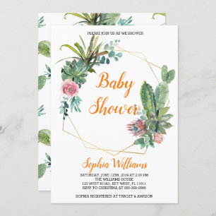 Boho Cactus Baby Shower Invitation