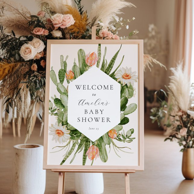 Boho Cactus Baby Shower Welcome Sign (Creator Uploaded)