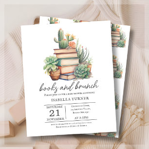 Boho Cactus Books & Brunch  Baby Shower Invitation