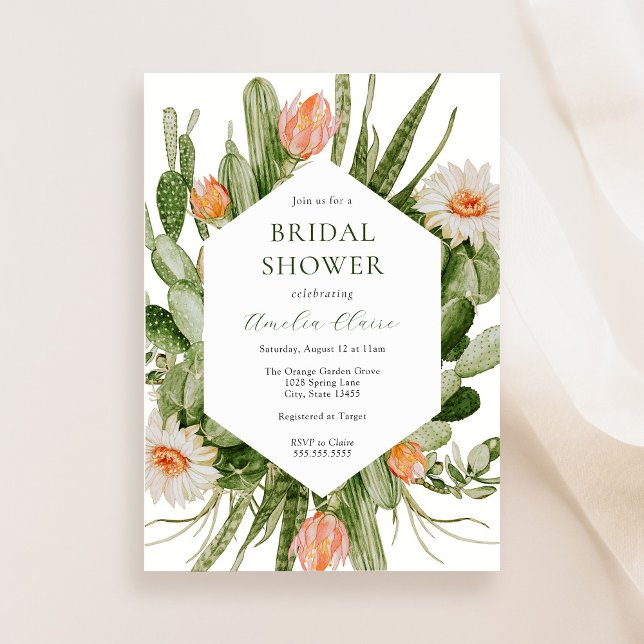 Boho Cactus Bridal Shower Invitation (Creator Uploaded)