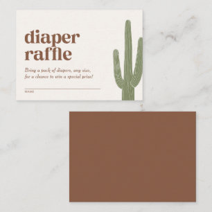 Boho Cactus Desert Baby Shower Diaper Raffle Enclosure Card