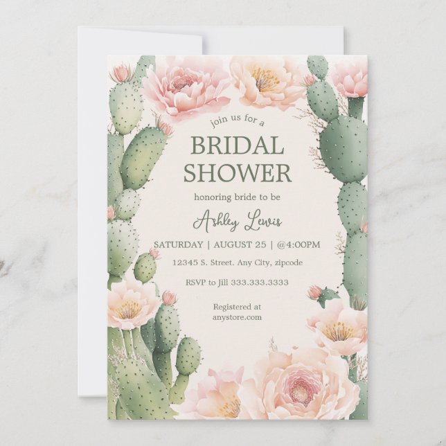 Boho Cactus Fiesta bridal shower Invitation (Front)