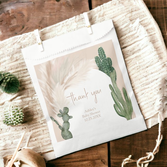 Boho cactus pampas arch desert baby shower  favour bag (Boho cactus pampas arch desert baby shower favor bag)