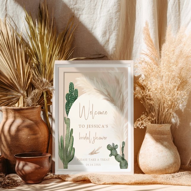 Boho cactus pampas arch welcome bridal shower poster (Boho cactus pampas arch welcome bridal shower poster)