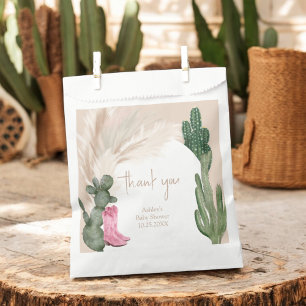 Boho cactus pampas boots desert baby shower  favour bag