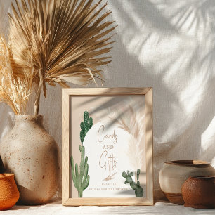 Boho cactus pampas cards gifts bridal shower poster