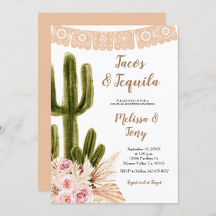 Boho Cactus Pampas Grass Couples Shower  Invitatio Invitation