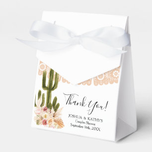 Boho Cactus Pink Flowers Pampas Grass Party Favour Box
