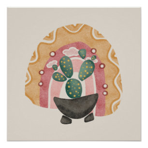 Boho Cactus Rainbow: Vibrant Desert Vibes Poster