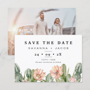 Boho Cactus Succulents Wedding Save The Date Card