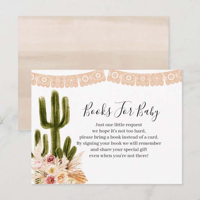 Boho Cactus Taco bout love Flowers Books for baby Invitation Postcard (Front/Back)