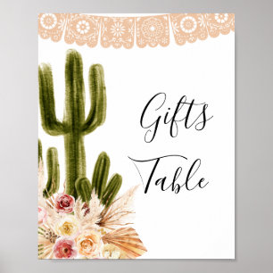 Boho Cactus Taco bout Love Gift Table  Poster