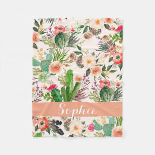 Boho cactus watercolor customised blanket
