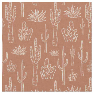 Boho Cactus Western Southern Warm Neutral Clay Fabric