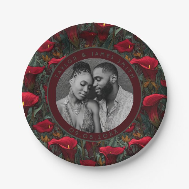 Boho Calle Lilies Plates For Backyard Wedding (Front)