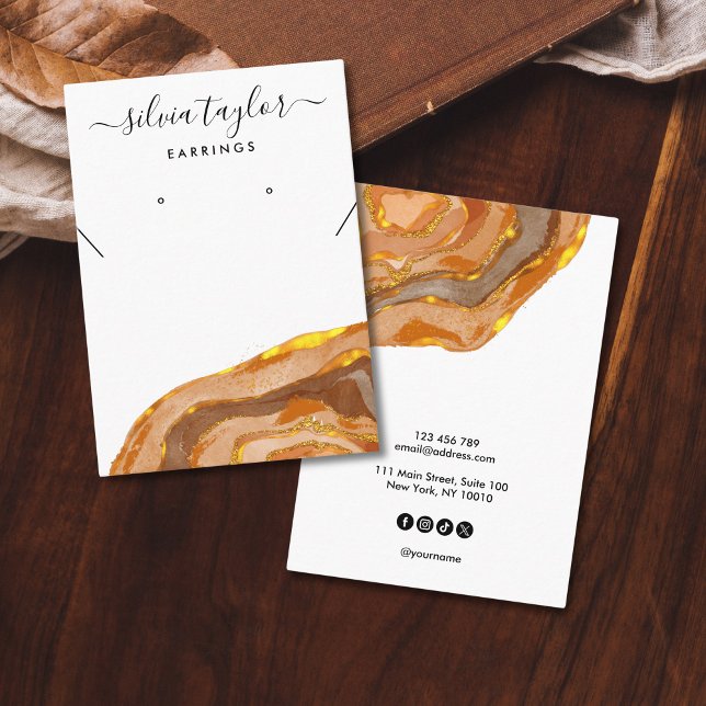 Boho Calligraphy Earring Necklace Display Business Card (Creator Uploaded)