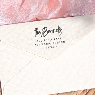 Boho Calligraphy Family Name & Return Address Rubber Stamp