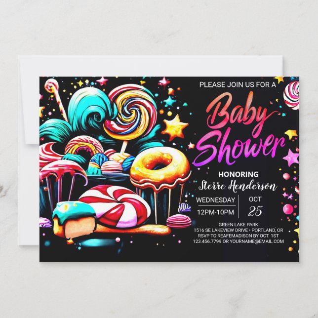 Boho Candy Dreams Editable Baby Shower Invitation (Front)