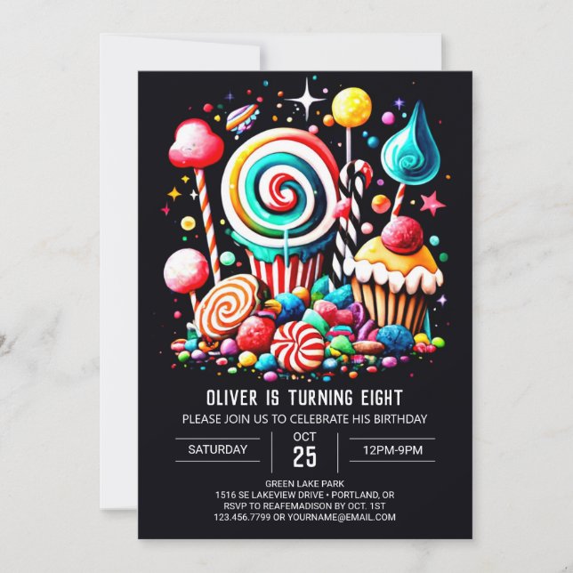 Boho Candy Dreams Editable Birthday Invitation (Front)