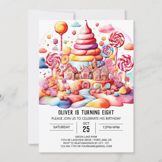 Boho Candyland Editable Birthday Invitation (Front)