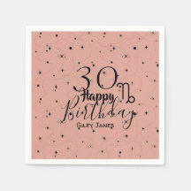 boho Capricorn black stars pink birthday   Napkins