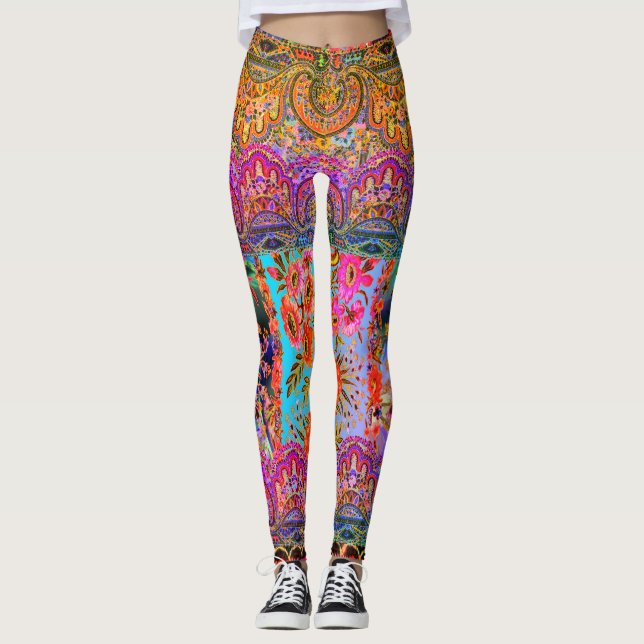 Boho Caravan Floral Leggings (Front)