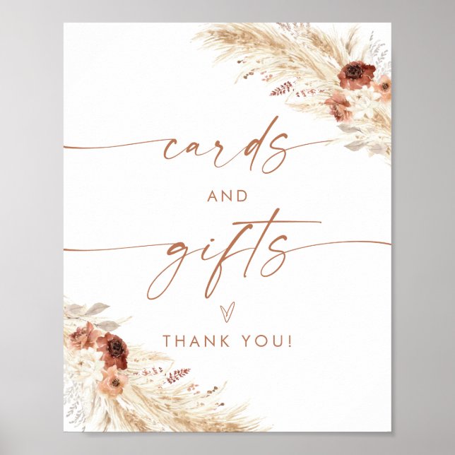 Boho Cards and Gifts Sign | Terracotta Florals (Front)