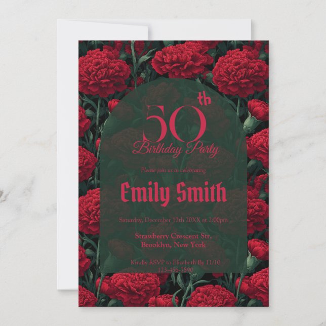 Boho Carnation Fantasy First Birthday Gift Invitation (Front)