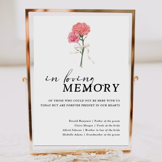 Boho Carnation In loving memory Wedding Sign (Creator Uploaded)