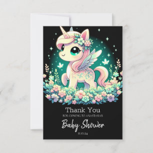 Boho Cartoon Unicorn Baby Shower Thank You Card