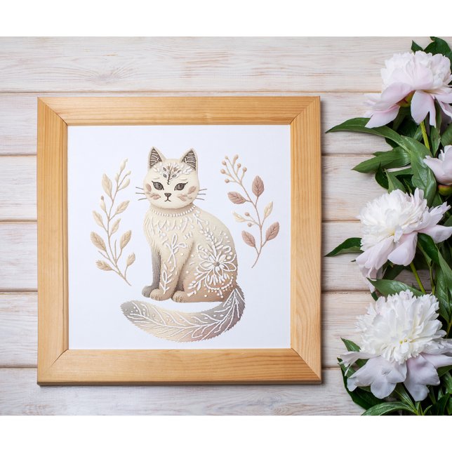 Boho Cat Aesthetic Minimalist Feline Wall Art (Creator Uploaded)