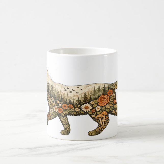 Boho Cat — Custom Name Floral Cat & Pants Gift For Coffee Mug (Center)