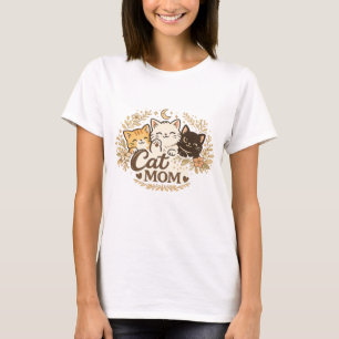 Boho Cat Mom T-Shirt   Cute Cats Floral BohT-Shirt